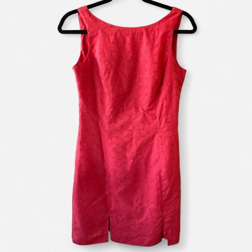 Vintage Alym Paige Red A-line slip dress with floral eyelet detail Sz 3/4 fairy